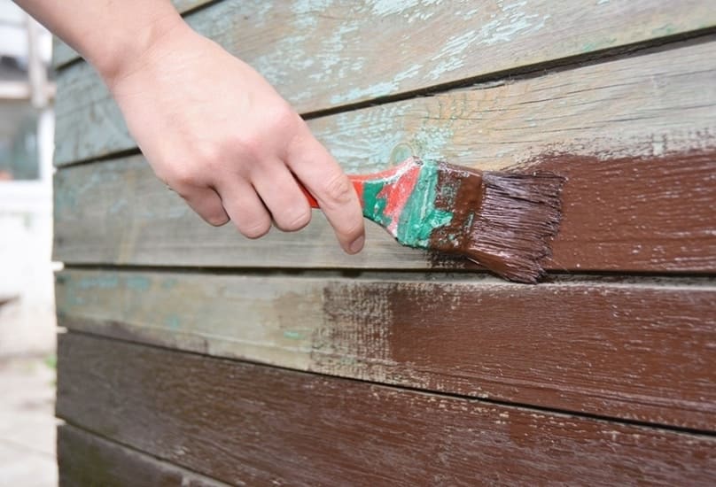 Painted Horizontal Wood Fence brown