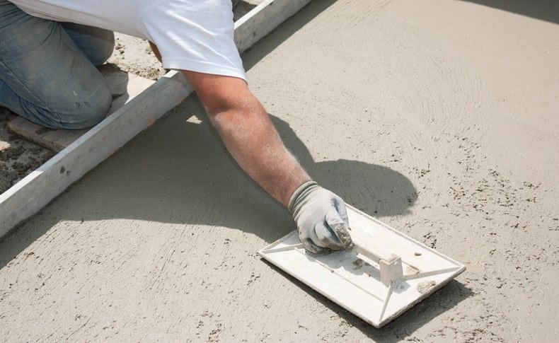 masonry concrete backyard slab in the works of creation