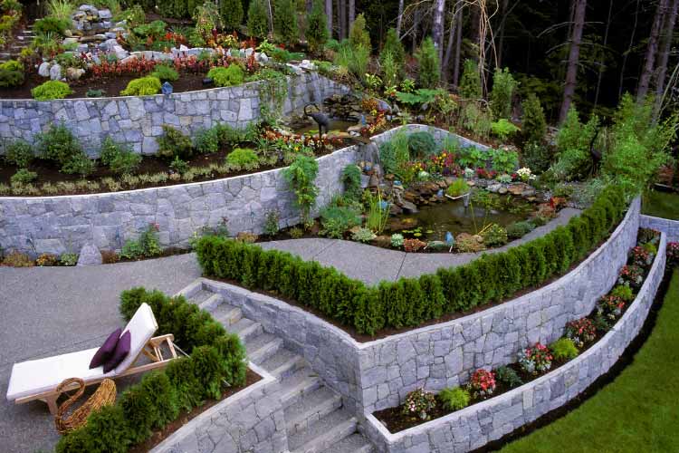 Multi level terraces made from stone or wood will solve all of your problems