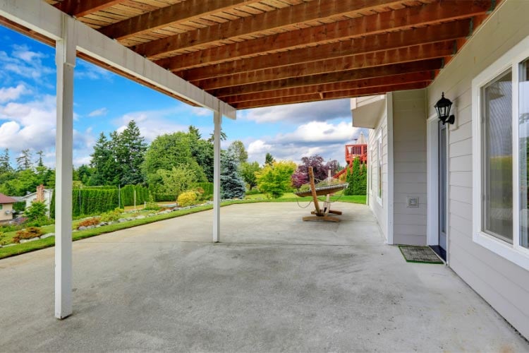 A concrete patio offers durability