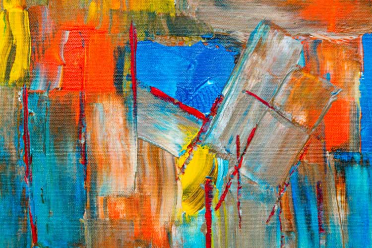 Modern art creates an unexpected focal point that transforms the atmosphere