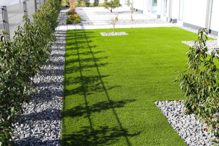You can extend your beautiful yard to your patio by covering it with a roll of artificial grass