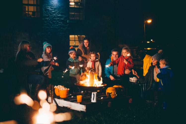 Most of these cold weather fun backyard ideas incorporate a fire pit or bonfire in a way