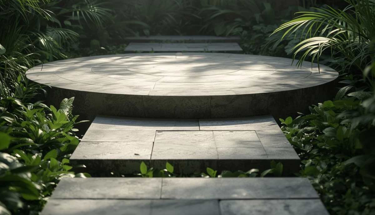 spaced means that the pavers are so far apart that they are practically stepping stones