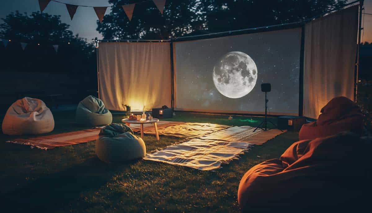 an outdoor movie setup is always a good idea