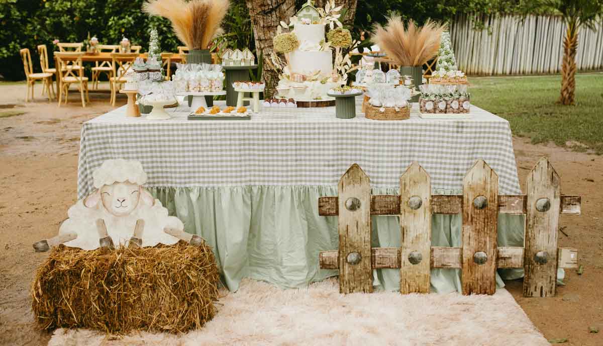 Outdoor rugs create their own little backyard party setups