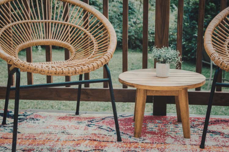 Cleaning is the biggest benefit of outdoor rugs because you need nothing but a hose and a bit of sunshine