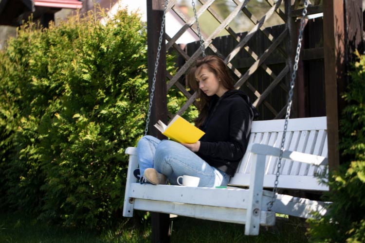 An outdoor swing sounds like something right off the cover of a novel