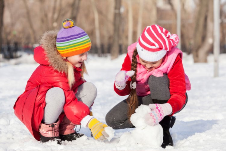 Keep the activities short and take frequent warm up breaks indoors because snow activities tend to burn energy fast
