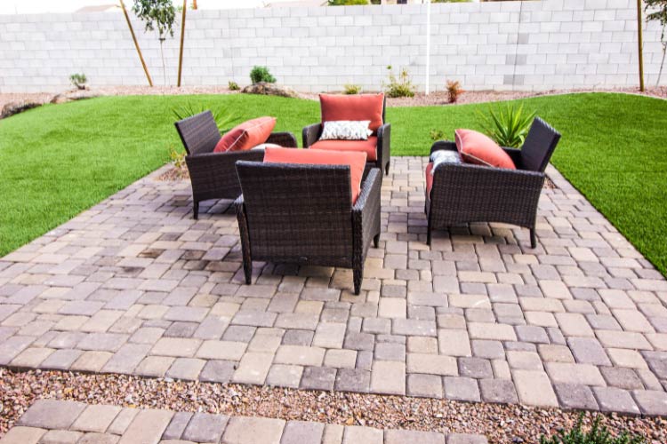reclaimed pavers and fill the gaps with wood chips or bark mulch