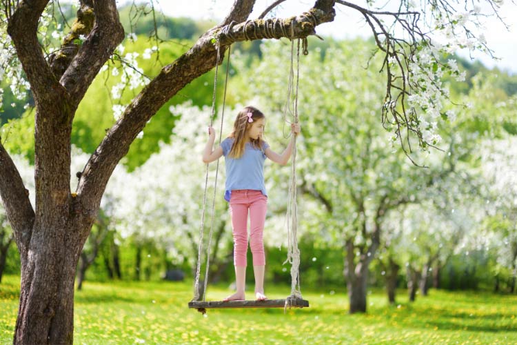 there should be a clear wide arc path with mulch or rubber mats below